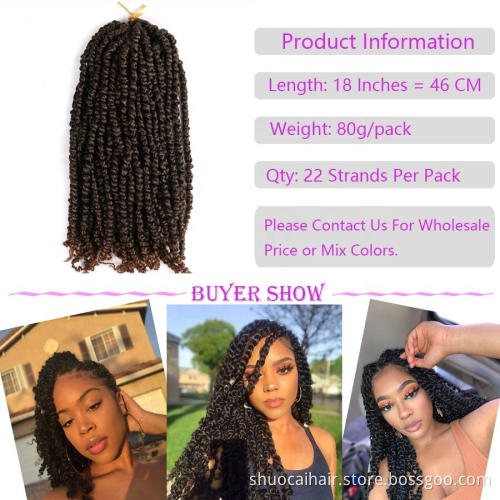 SC Factory best price Passion Twist X2 Braiding Hair Faux Locs Crochet Hair Synthetic 18inch 80g 22 Roots